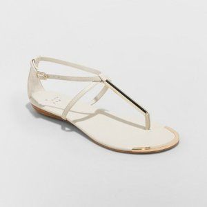 NEW! A New Day Archer T Strap Thong White Sandals